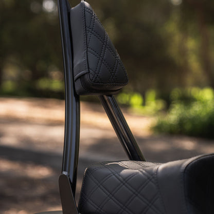 Rebel 1100 Seat & Sissy Bar Combo, Our Stealth-Grip™ Double Diamond 2-Up Saddle combined with our Diablo Sissy Bar with 100% Matching Double Diamond Backrest Pad!