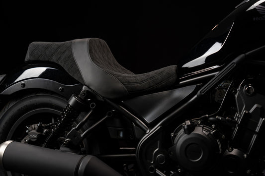 Suede Double Diamond Premium  2-Up Custom Saddle for Rebel 300 & 500