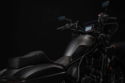 Rebel 1100 Seat & Sissy Bar Combo, Our Stealth-Grip™ Double Diamond 2-Up Saddle combined with our Diablo Sissy Bar with 100% Matching Double Diamond Backrest Pad!