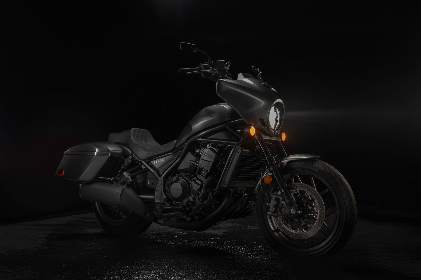 Rebel 1100 Seat & Sissy Bar Combo, Our Stealth-Grip™ Double Diamond 2-Up Saddle combined with our Diablo Sissy Bar with 100% Matching Double Diamond Backrest Pad!