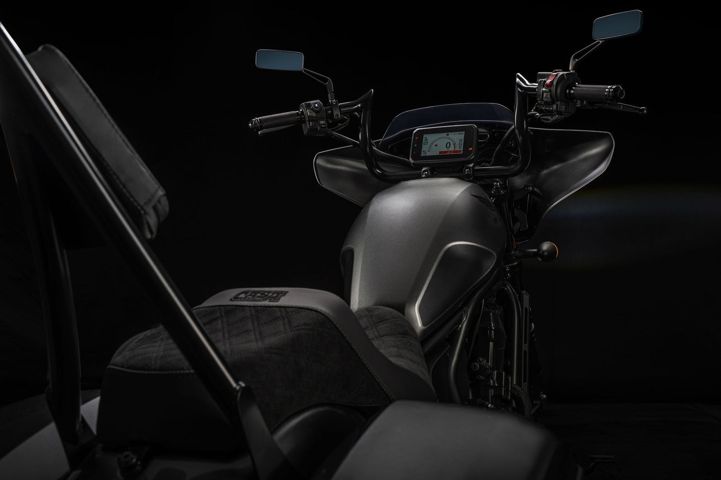Super Suede™, Stealth-Grip™ Double Diamond 2-Up Custom Saddle combined with our Diablo Sissy Bar with 100% Matching Backrest Pad!