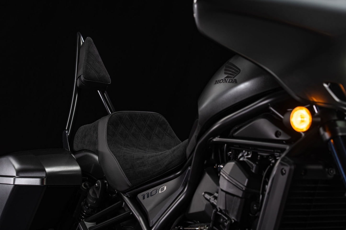 Super Suede™, Double Diamond, Stealth-Grip™ Premium 2-Up Saddle for the 2021-2026 Honda Rebel 1100 & 1100T models
