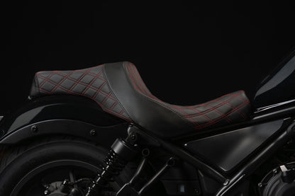 Candy Diesel Red stitch 2-Up Double Diamond Custom Saddle for Rebel 300 & 500 (2017-2026)