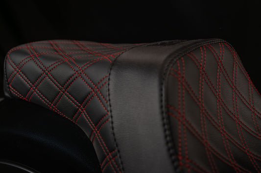Candy Diesel Red stitch 2-Up Double Diamond Custom Saddle for Rebel 300 & 500 (2017-2026)