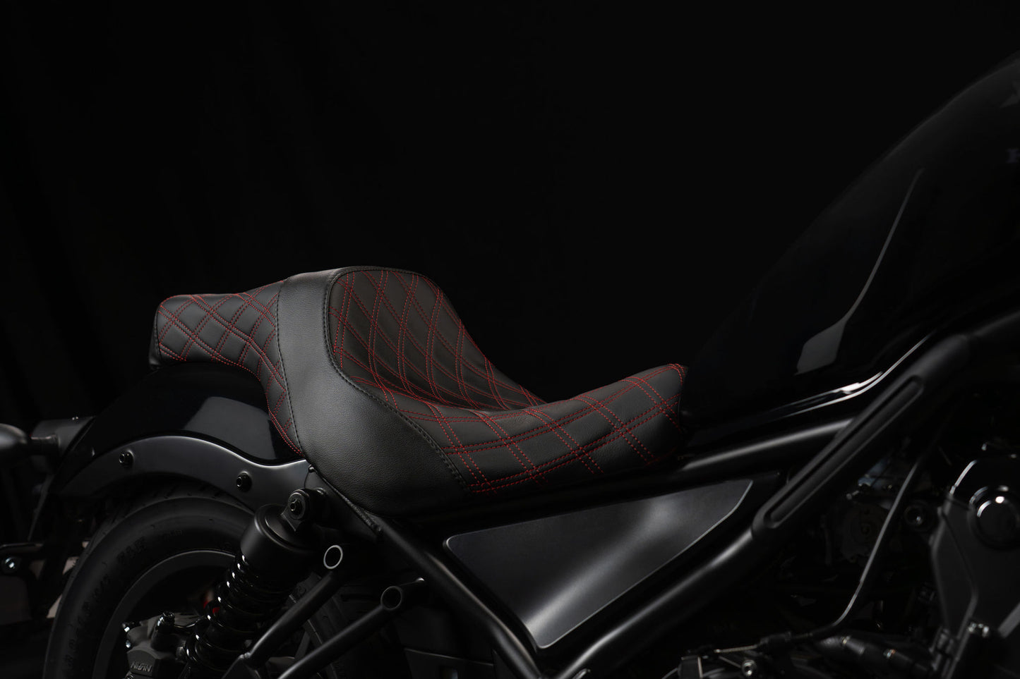 Candy Diesel Red stitch 2-Up Double Diamond Custom Saddle for Rebel 300 & 500 (2017-2026)