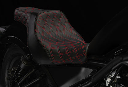 Candy Diesel Red stitch 2-Up Double Diamond Custom Saddle for Rebel 300 & 500 (2017-2026)